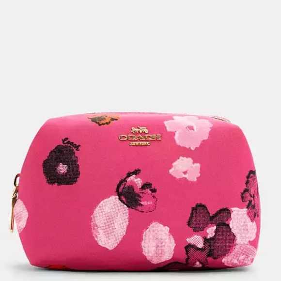 Coach Handbags - Coach Small Boxy Cosmetic Case With Halftone Floral Print